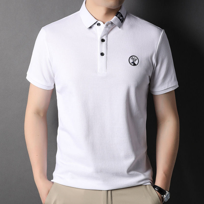 Deer Head Embroidery Lapel Polo Shirt