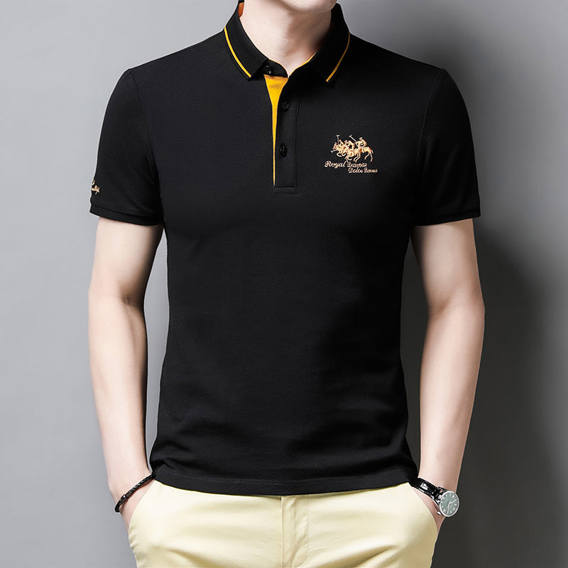 Embroidered Cotton Short Sleeve Polo Shirt