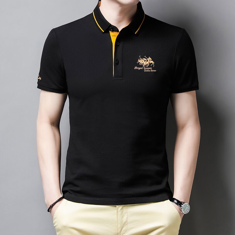 Cotton Solid Embroidered Decoration Polo Shirt