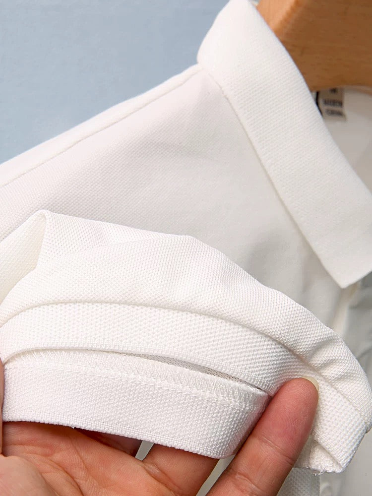 Embroidered Decoration Solid Polo Shirt