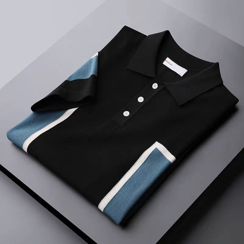 Color Blocked Viscose Polo Shirt
