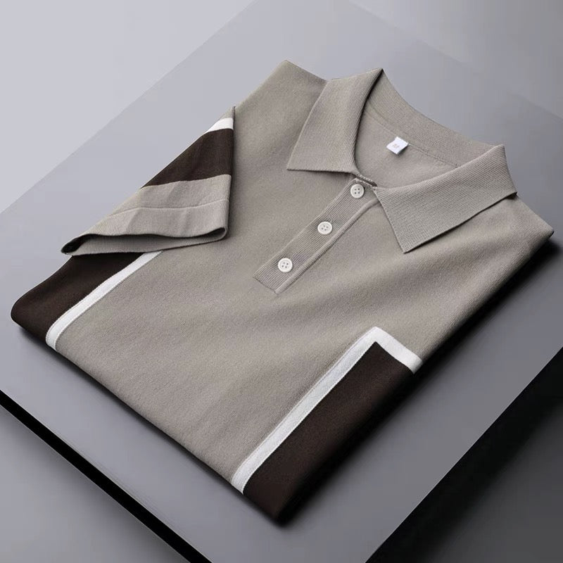 Color Blocked Viscose Polo Shirt