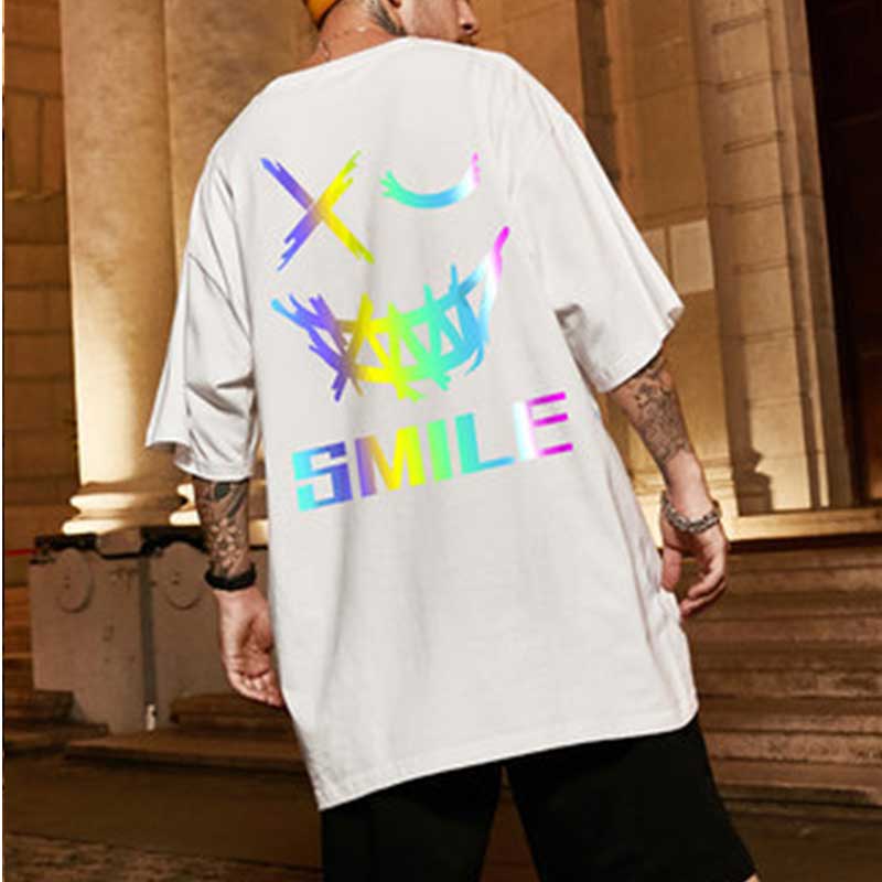 Hip Hop Smiley Rainbow Printed Oversized T-Shirt