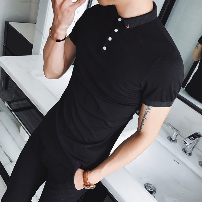 Solid Casual Slim Fit Breathable Design Men Polo Shirt