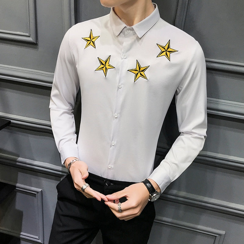 Men Casual Shirts Long Sleeve Simple Slim Fit