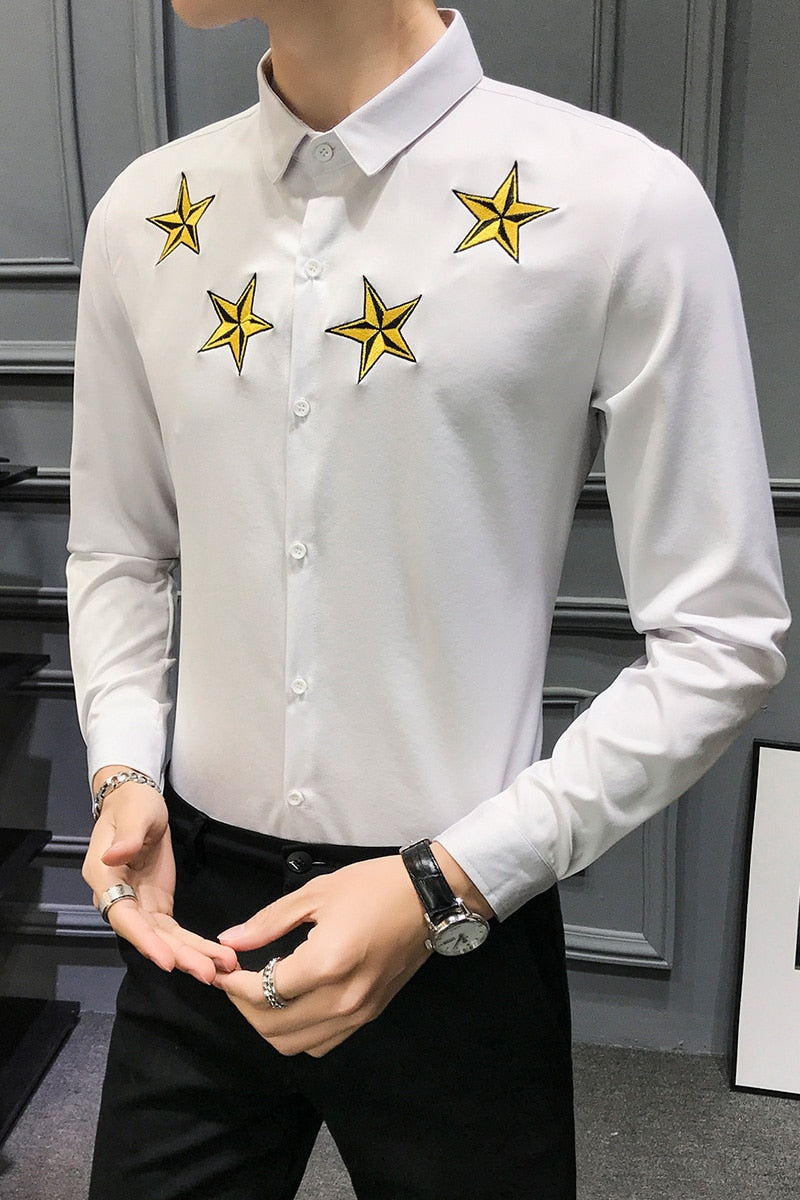 Men Casual Shirts Long Sleeve Simple Slim Fit