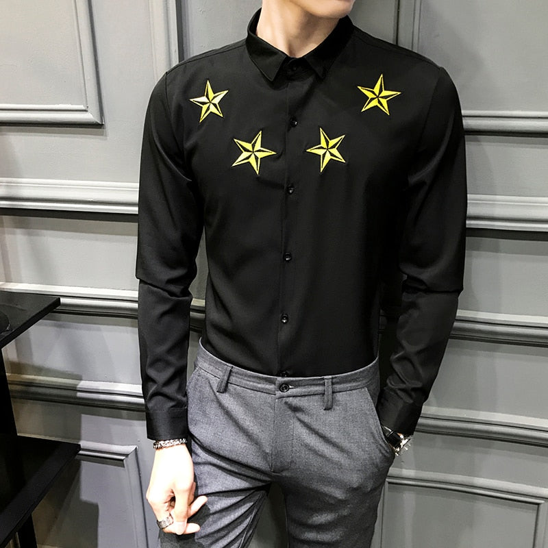 Men Casual Shirts Long Sleeve Simple Slim Fit