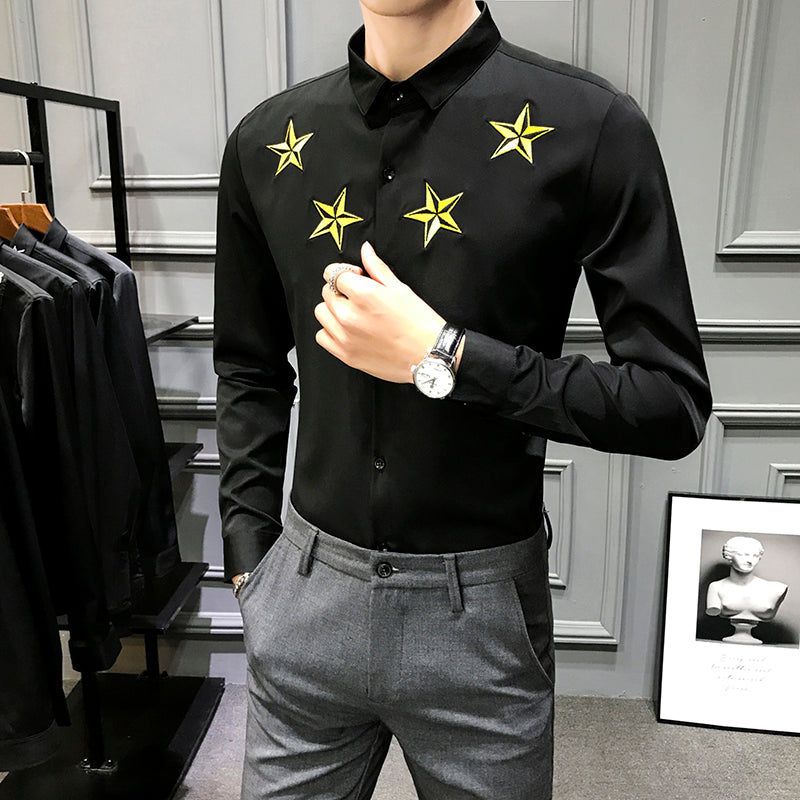 Men Casual Shirts Long Sleeve Simple Slim Fit