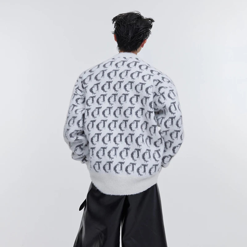 Fashion Printed Loose Knitted Sweater