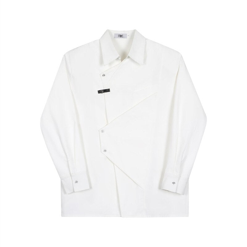 Solid Irregular Closure Metal Appliques Shirt