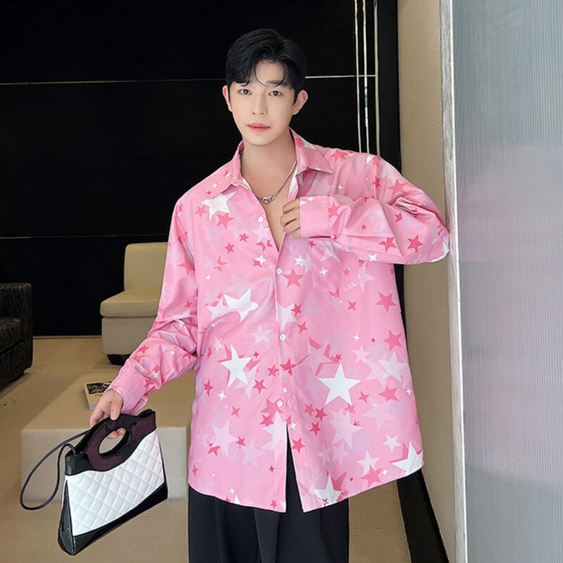 Pink Stars Printed Long Sleeve Shirt