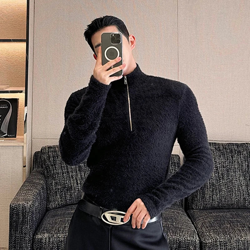 Zipper Turtleneck Long Sleeve T-Shirt