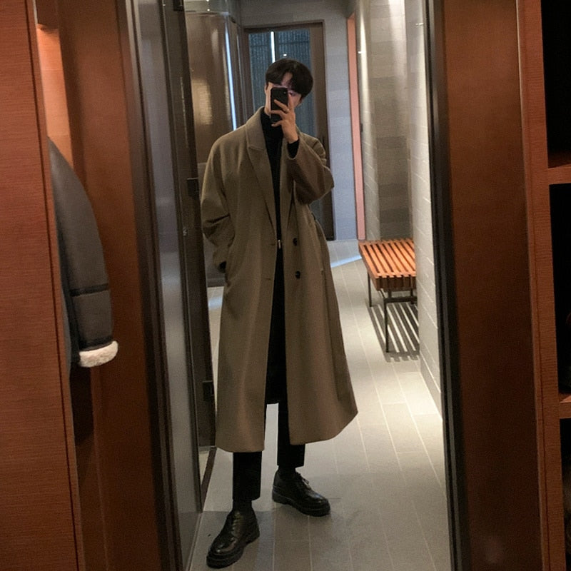 Raw Amber Wool Long Coat