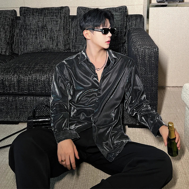 Fashion Casual Shiny Loose Shirt