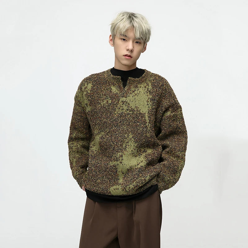 Color Block Woolen Loose Sweater