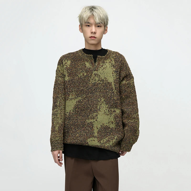 Color Block Woolen Loose Sweater