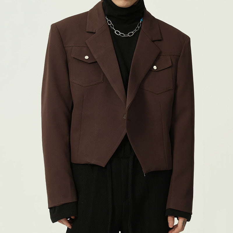 Temperament Solid Color Crop Blazer