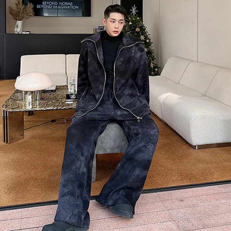 Trendy Tie-Dyed Sweater Wide Leg Pants Set