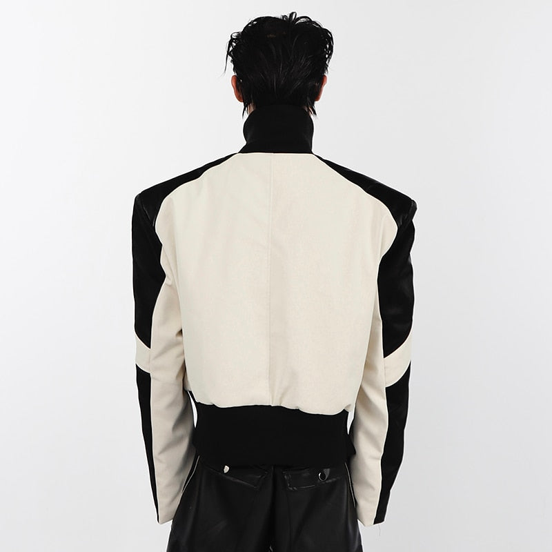 Black and White Zippered Leather Jacket