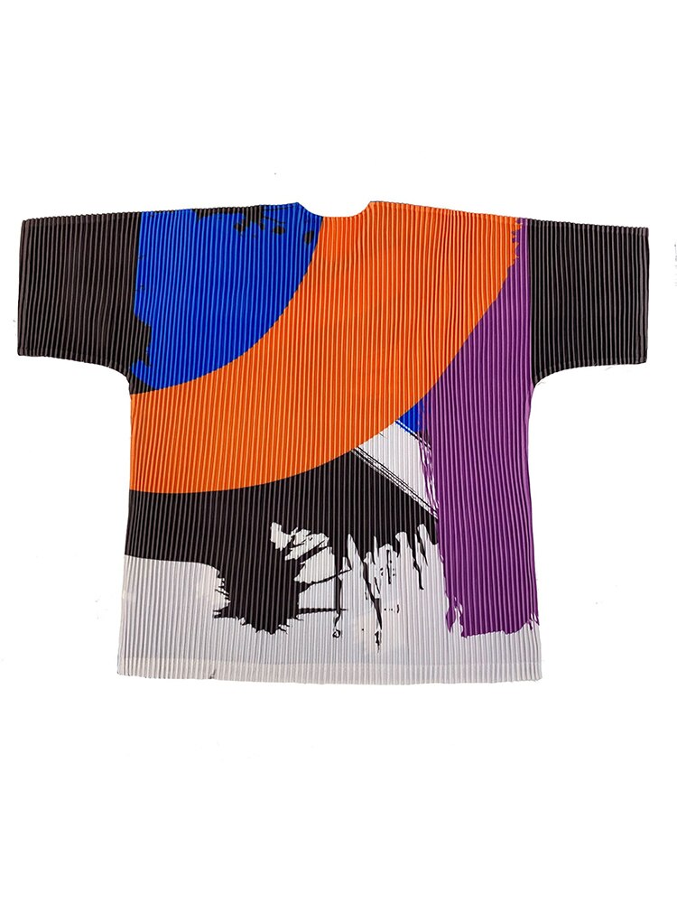 Colorful Pleated Loose T-Shirt