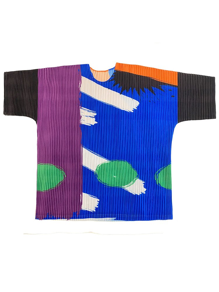 Colorful Pleated Loose T-Shirt