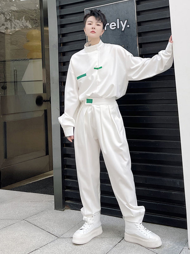 Little Contrast Stand Collar Long-Sleeved Sets