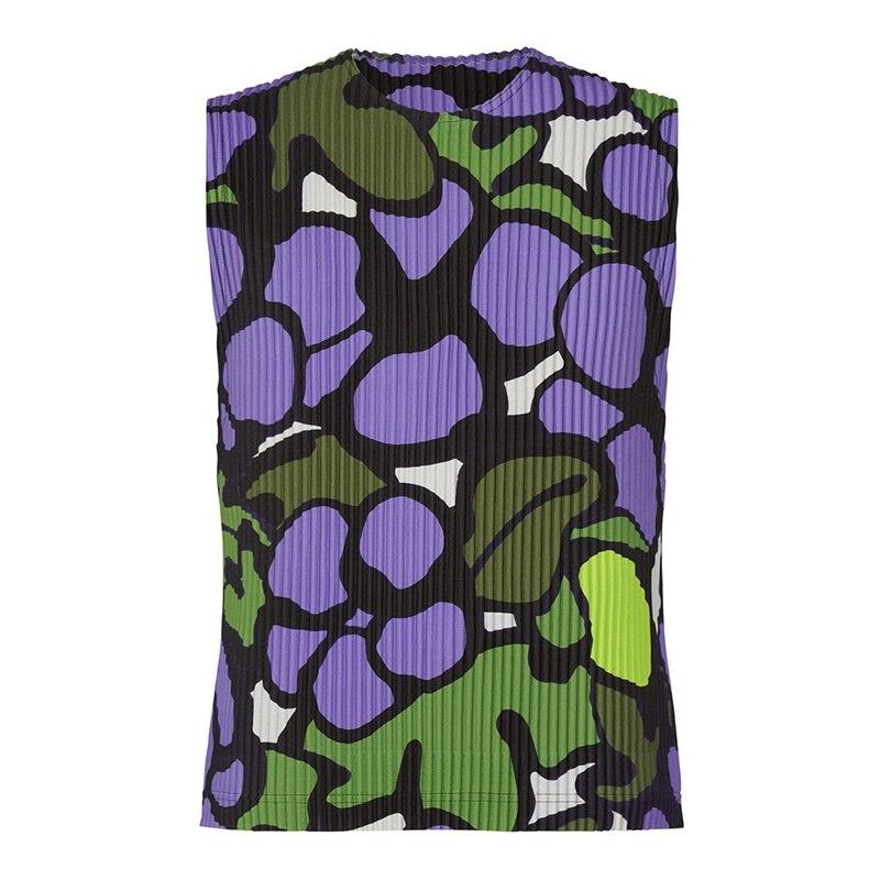 Geometric Pleated Loose Tank Top