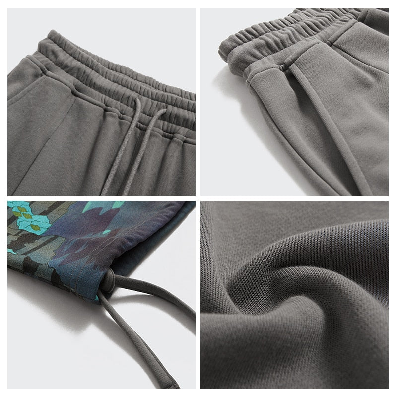 Natural Graphic Elastic Waist Loose Pants