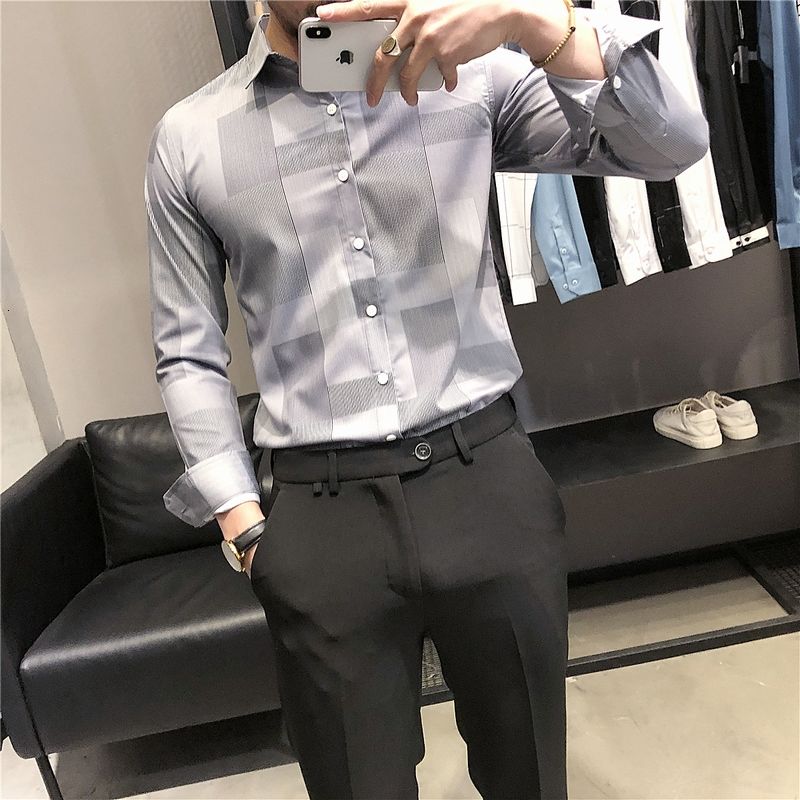 Irregular Lattice Patterned Long-Sleeved Shirts