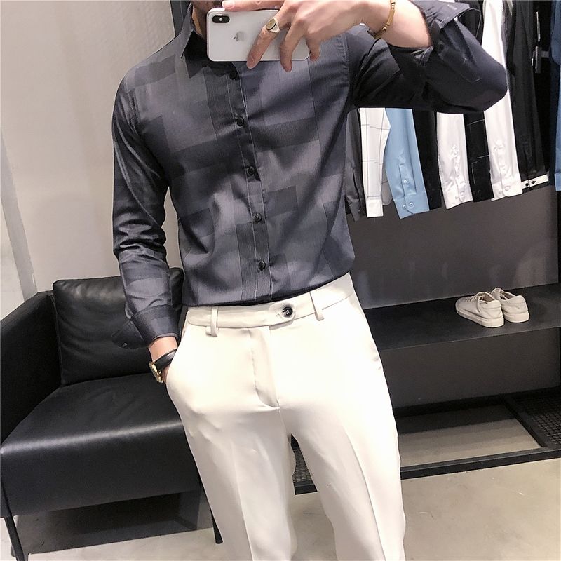 Irregular Lattice Patterned Long-Sleeved Shirts