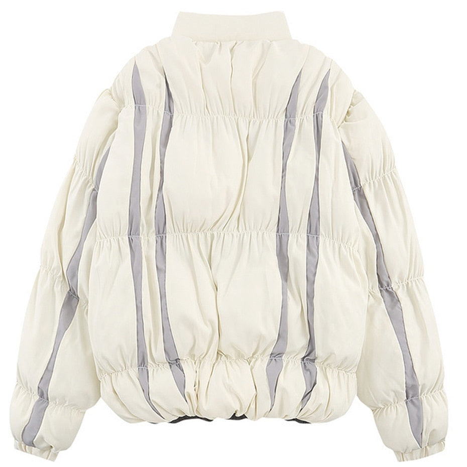 Irregular Striped Polyester Parka
