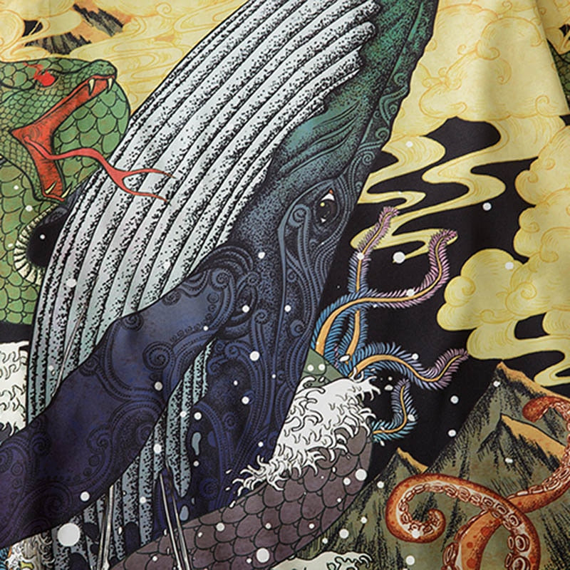Ocean Life Printed Japanese Men Haori Jacket