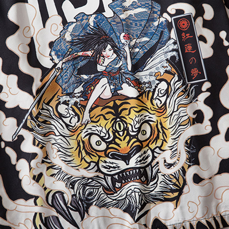 Japanese Haori Traditional Tiger Print Men Jacket
