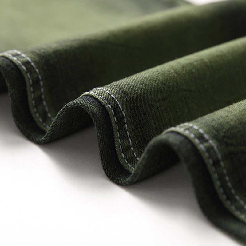 Army Green Denim Stretch Jeans