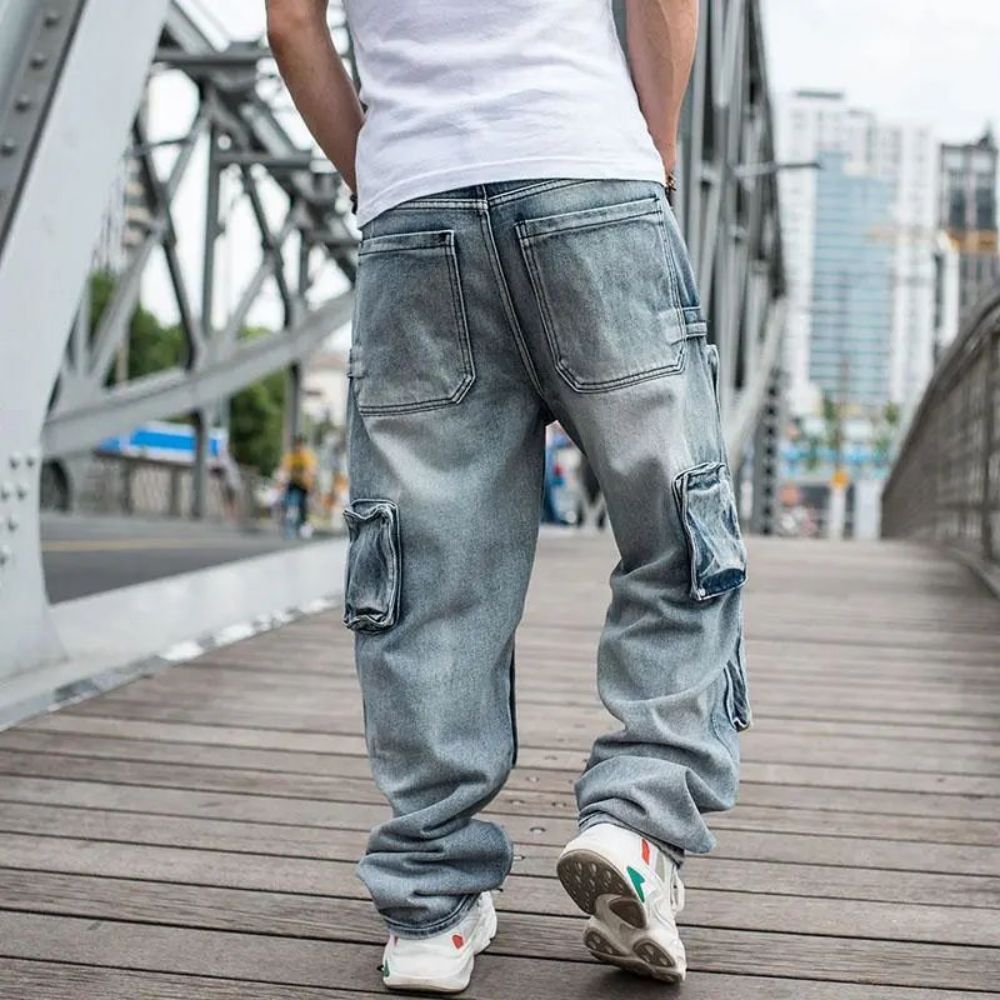 Street Style Patchwork Baggy Jeans