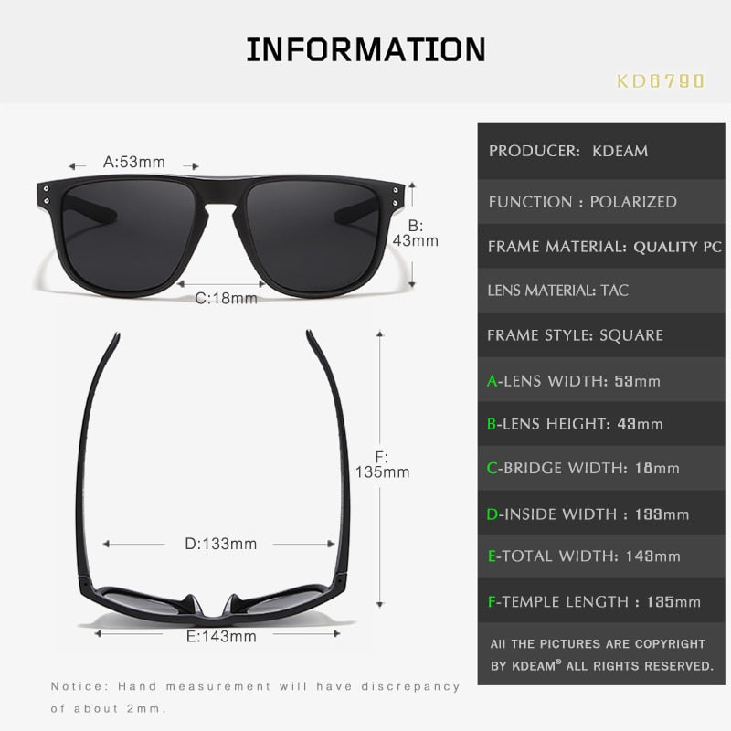 Square Lightweight Polarized Casual Simple Style Men Sunglasses