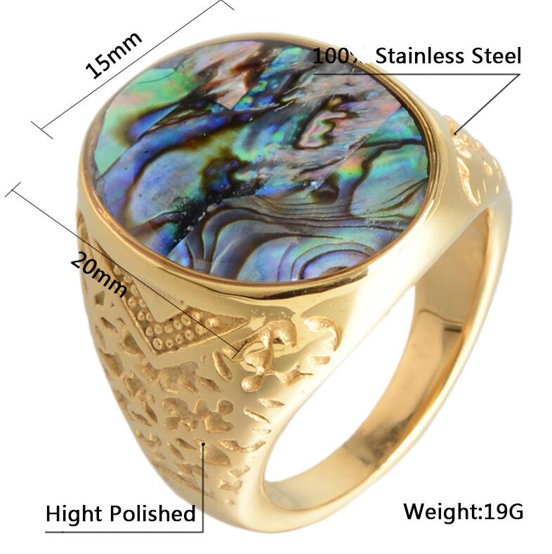 Rainbow Marble Stones Decorated Stainless Rings