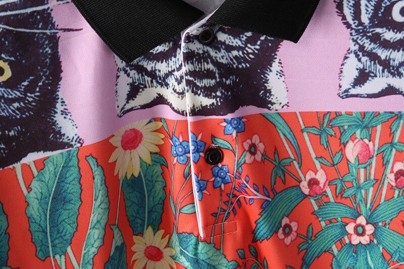 Korean Floral Short-Sleeve Polo Shirt