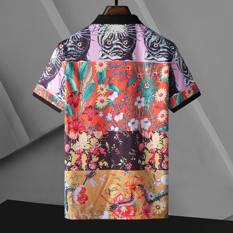 Korean Floral Short-Sleeve Polo Shirt
