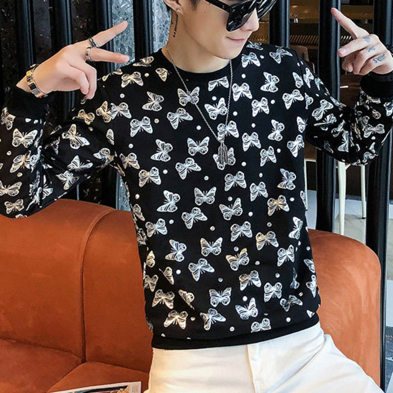 Korean Style Butterfly Printed Sweatshirt