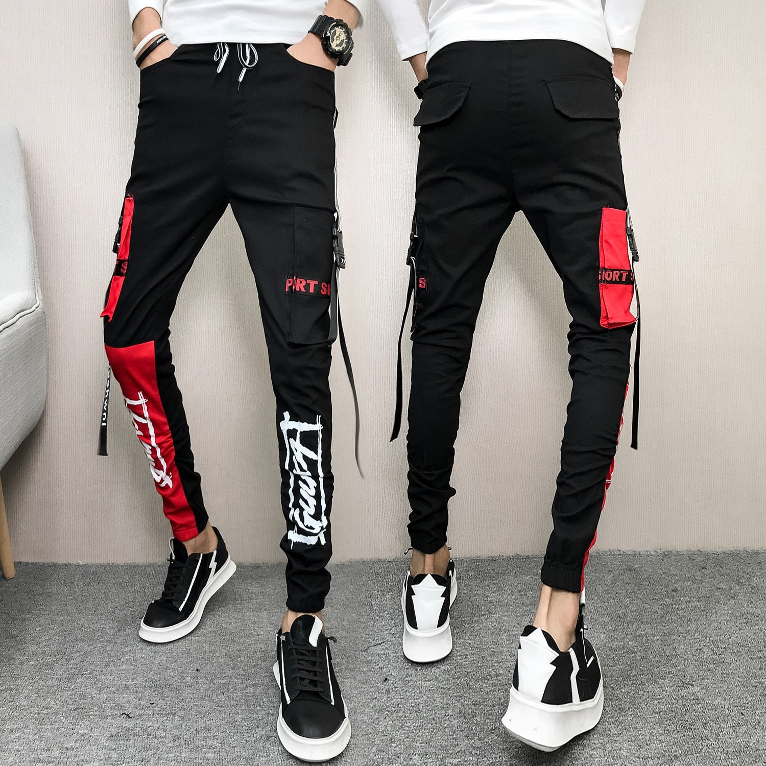 Red And Black Hip Hop Pants