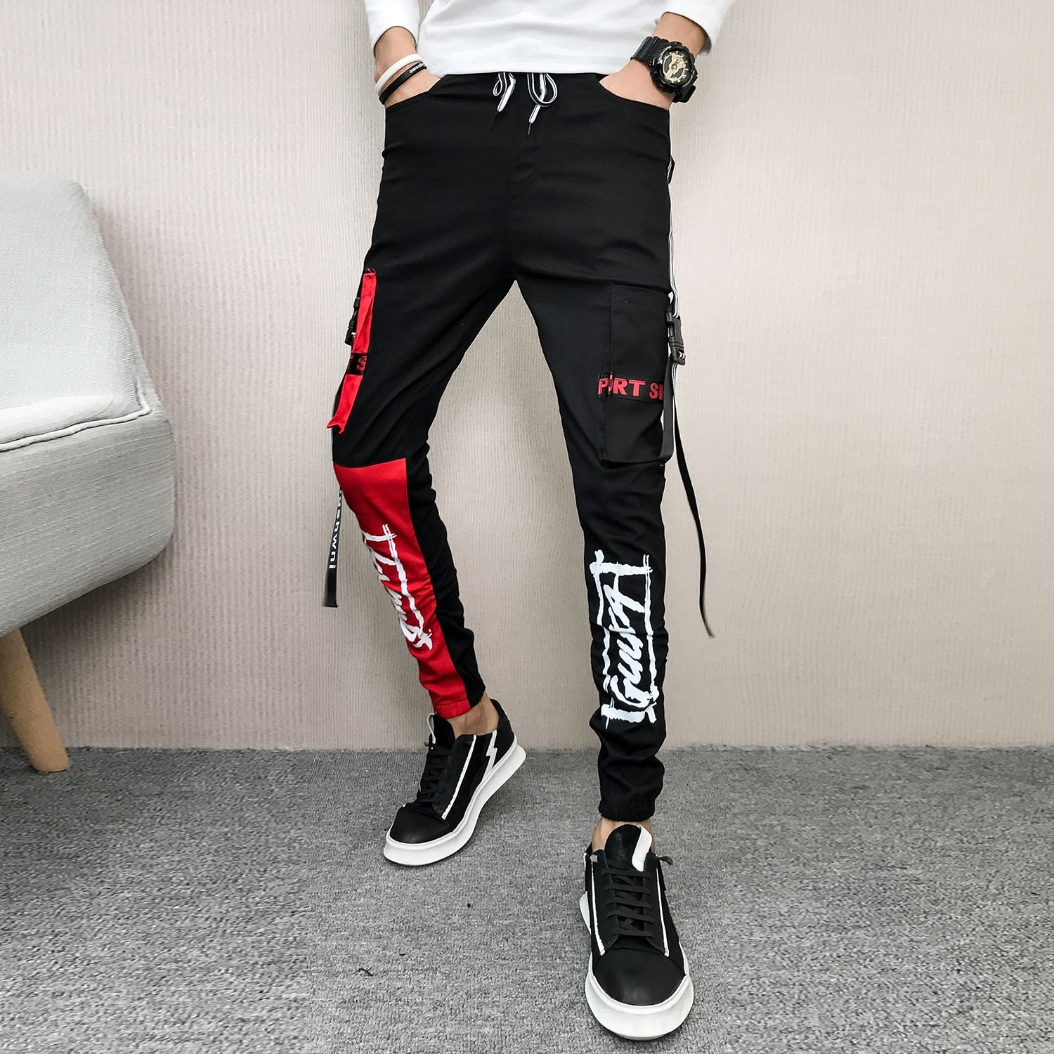 Red And Black Hip Hop Pants
