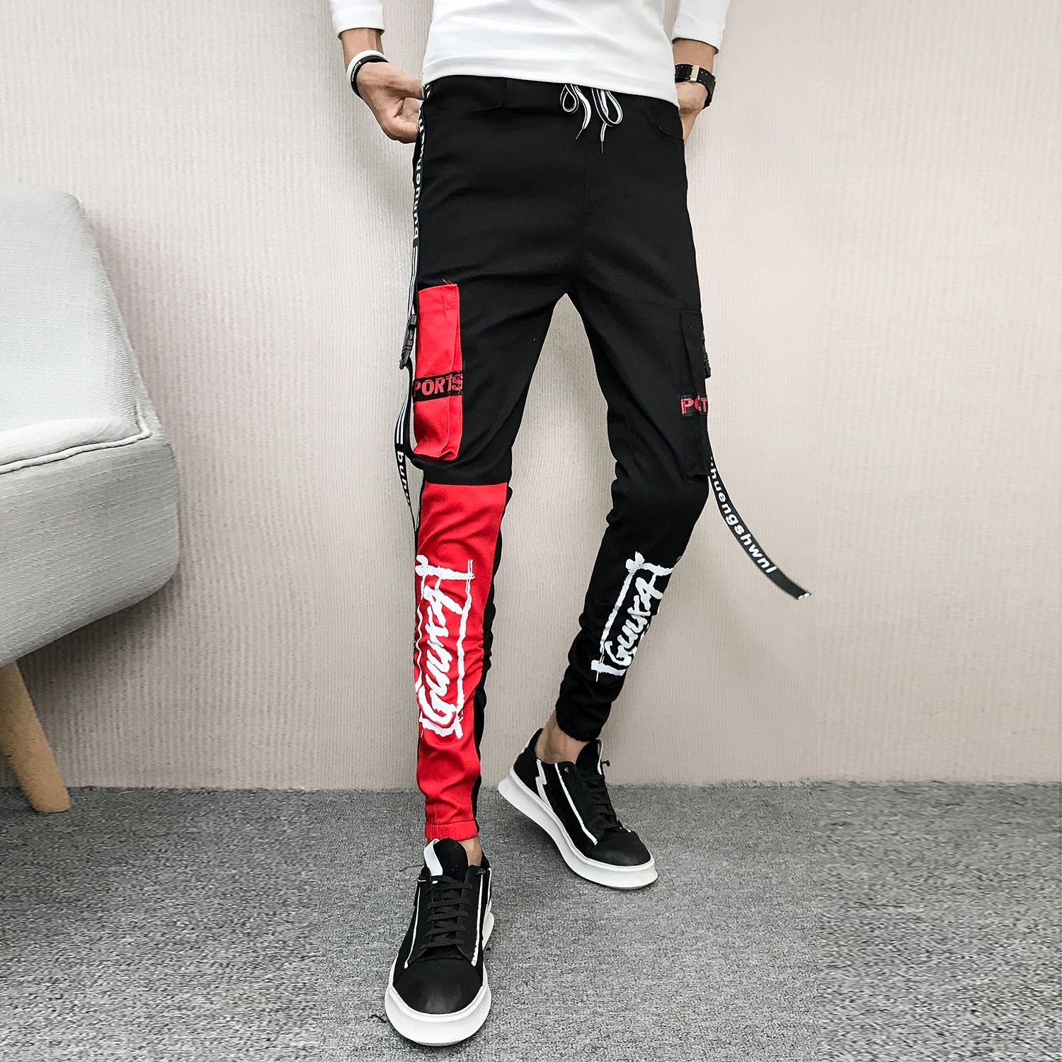 Red And Black Hip Hop Pants