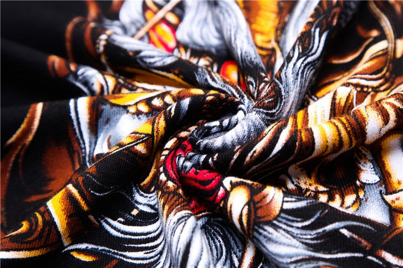 Fierce Horned Animal Print Casual O Neck Style Men Sweater