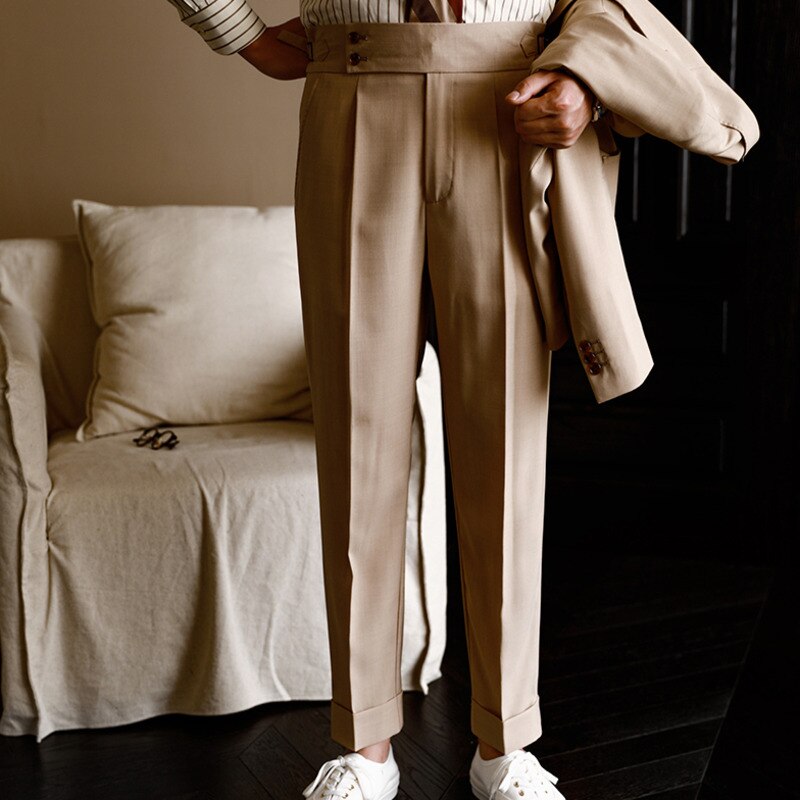 Solid Double Button Slim Fit Trouser