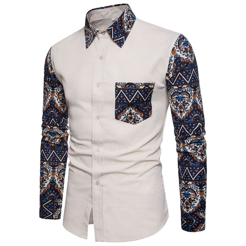 Fashion Cotton Slim Fit Long Sleeve Men Shirt