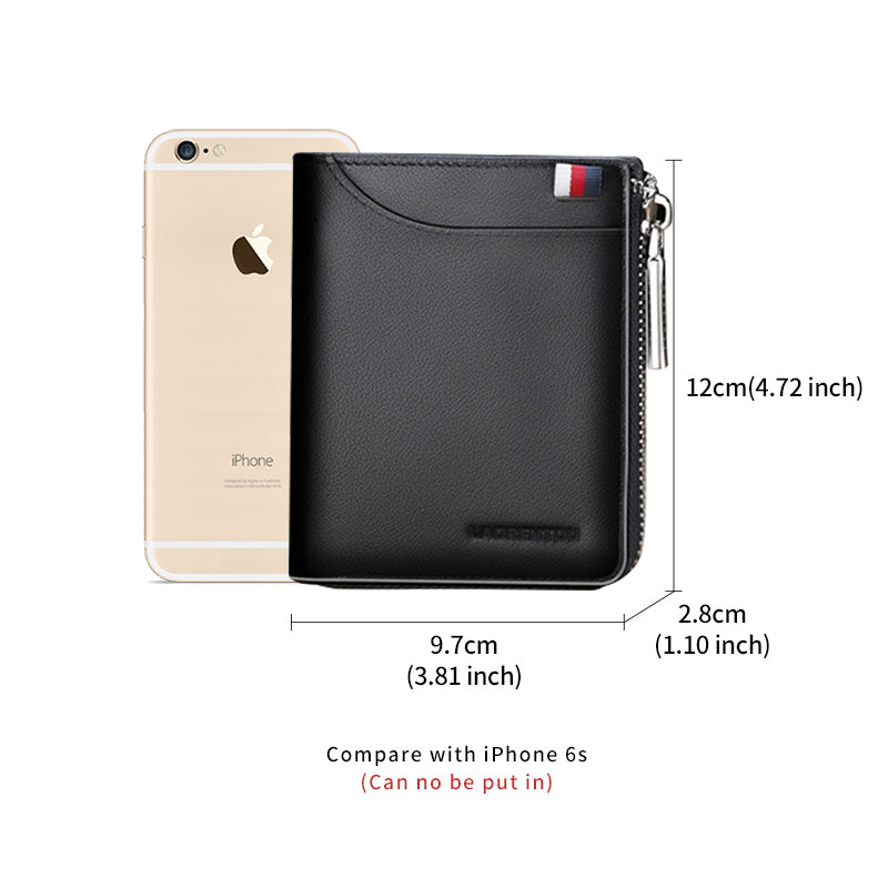 Zip Closure Mini Men Genuine Leather Wallet
