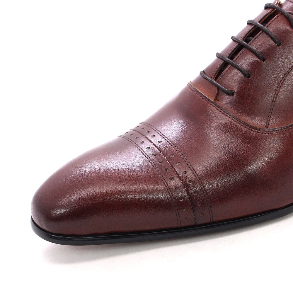 Classic Solid Cap-Toe Style Oxford Shoes