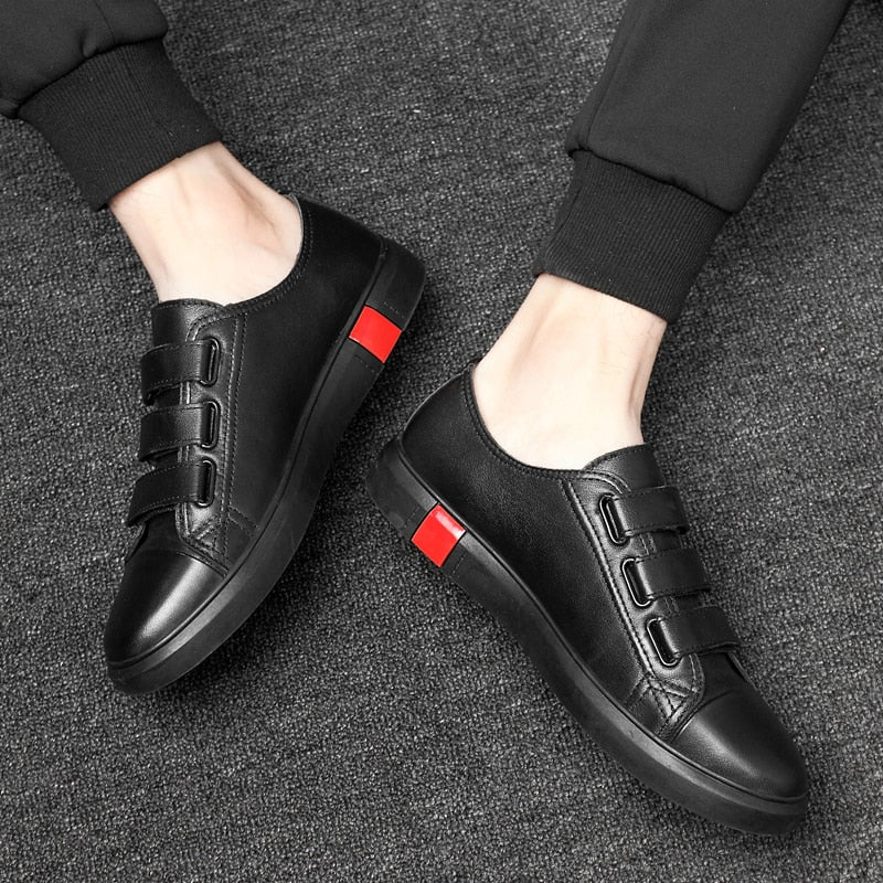 Casual Strap Paste Leather Flat Breathable Style Men Sneaker