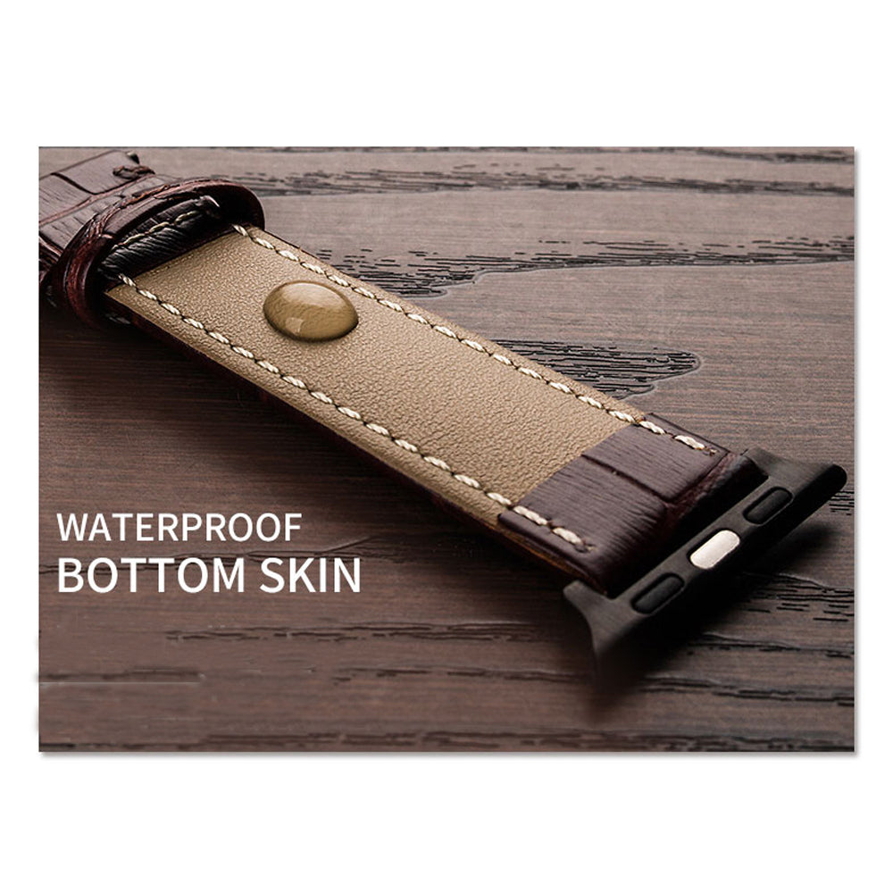 Butterfly Buckle Leather Strap For Apple Watch